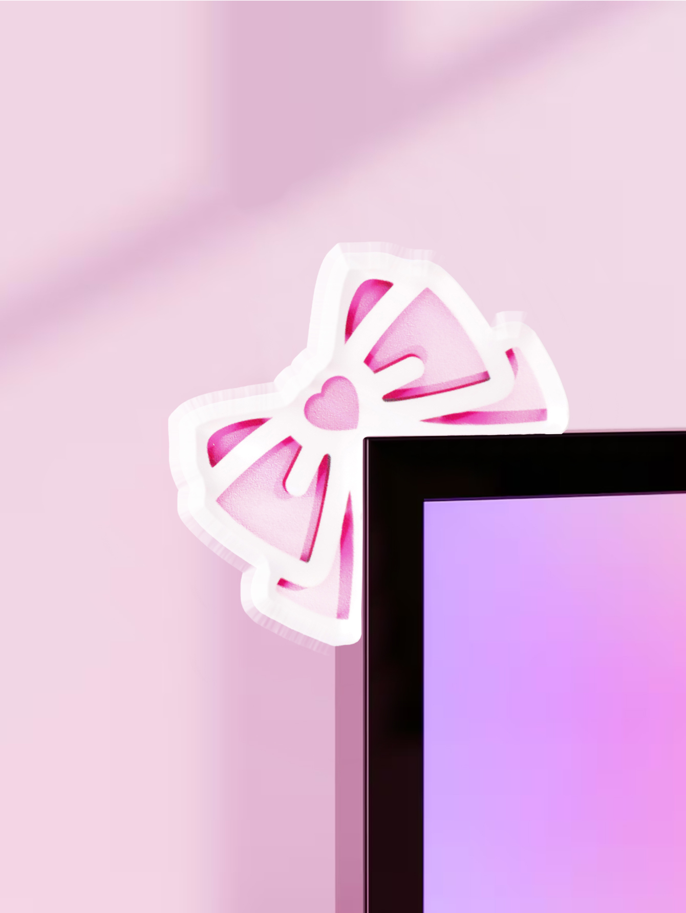 Pc Gaming Upgrades - Kawaii Bow Monitor Décor Rose Acrylique