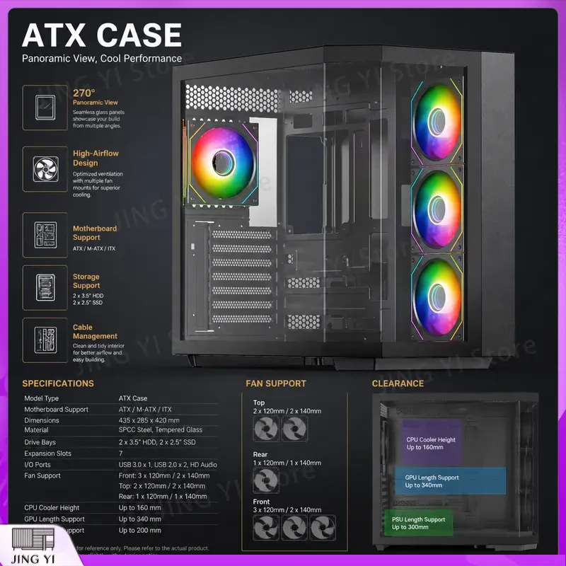 Boîtier PC Gaming ATX avec dou - Pc Gaming Aquarium avis et prix