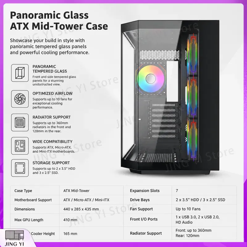 Boîtier PC Gaming ATX avec dou - Pc Gaming Aquarium avis et prix